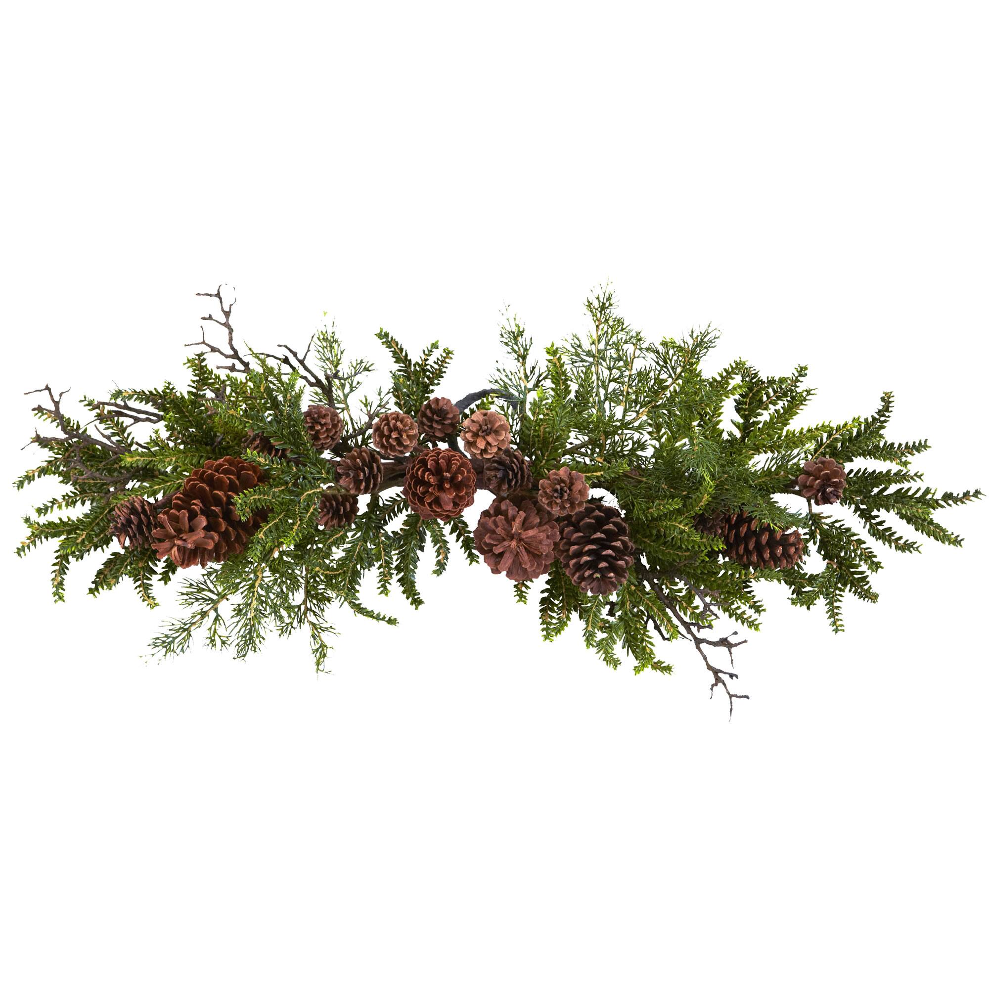 30" Green Pine & Pinecone Swag